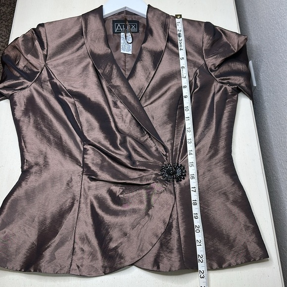 NWT Alex Evenings 3/4 Sleeve Side Closure Blouse Jacket with Collar Size M - Picture 14 of 16